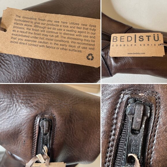 BED STU Manchester Distressed Brown Leather Tall Riding Boots BedStu Size 6.5 - Picture 15 of 16